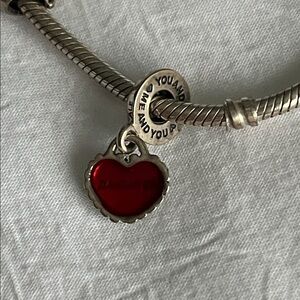 Mother Daughter Silver Bracelet Pandora Charm with Red Heart Pendant